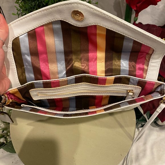 CLARKS White Leather Flap Clutch - Picture 4 of 4